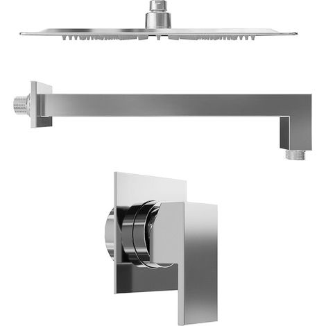 Set doccia cromato Miscelatore incasso Hedy con braccio e soffione slim 20x20 cm (1/4)
