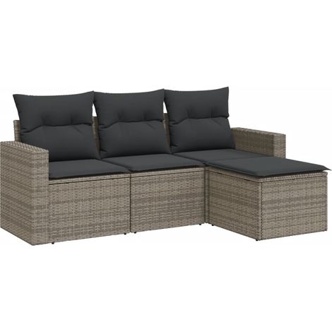 Maison Exclusive - 4-tlg. Garten-Sofagarnitur mit Kissen Grau Pol