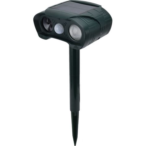 Répulsif solaire anti-chien chat 5V ultrasonore avec flash LED, RC-505, batterie rechargeable intégrée, dissuasion animaux jardin extérieur. (1/5)