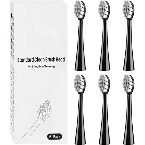 Lot de 6 têtes de brosse à dents électrique Tristan Auron - Brosses de rechange compatibles avec Tristan Auron (noir) (1/5)