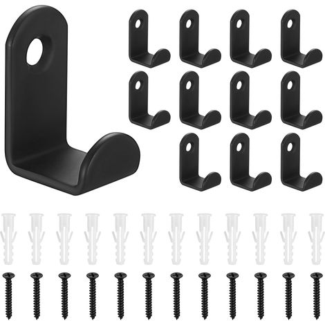 Crochet Porte Manteau Mural Patere Murale Patère pour Maison Salle de Bain Cuisine 12 Pcs Noir (1/5)