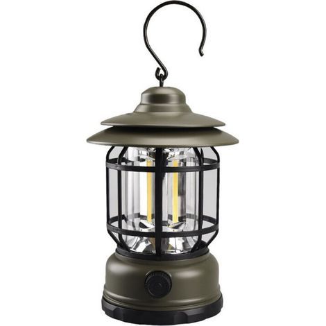 Lampe de camping, lumière rétro chaude, lanterne rechargeable, lampe d'extérieur, lampe suspendue portable pour tentes – 11,4 x 18,5 cm, luminosité réglable (1/5)