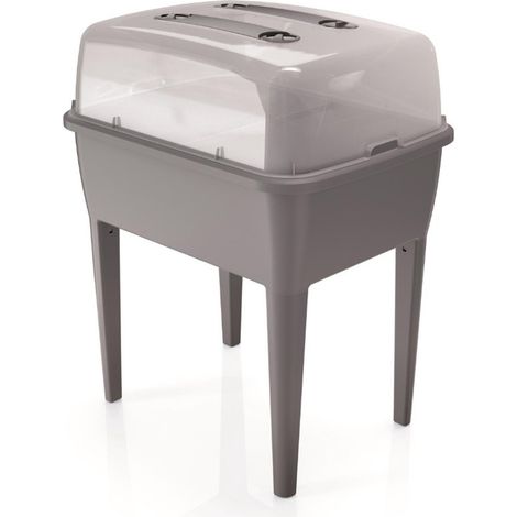 Prosperplast Jardinera alta 83 L, con tapa de policarbonato, para proteger tus plantas, Prosperplast Respana Planter Set de plástico en color Gris piedra, 96,3 (al (1/5)