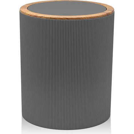 Pattumiera 5lt Grigio coperchio basculante dettagli effetto legno Blob (1/5)
