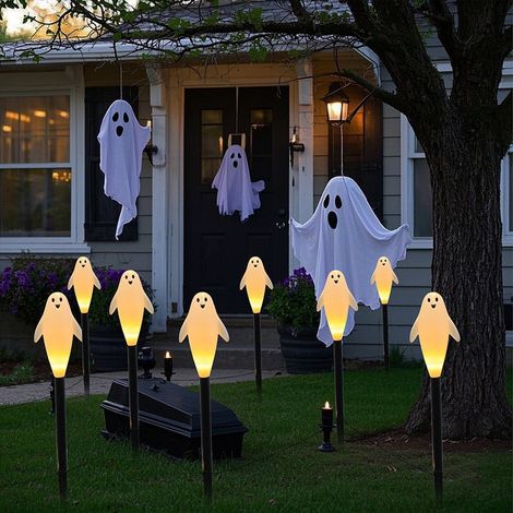 Piquets lumineux LED d'Halloween fantômes allongés pour jardin extérieur, lampe décorative extérieure IP65, tension 1,2V DT-53 (1/5)
