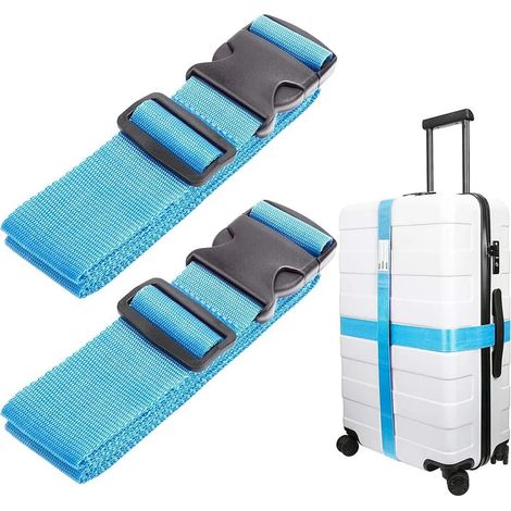 Accessoires de voyage, 2 sangles de bagages, adaptées aux bagages de 20" à 32", 120-200 cm de long (1/5)