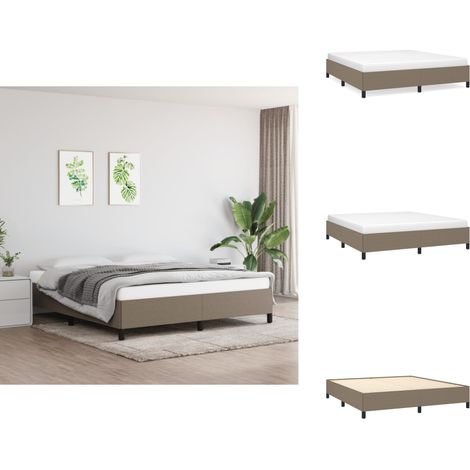Bettgestell ohne Matratze Taupe 180x200 cm Stoff - Bettrahmen - Doppelbett - Lattenrost - Holzrahmen - Stoffbettwäsche (1/5)