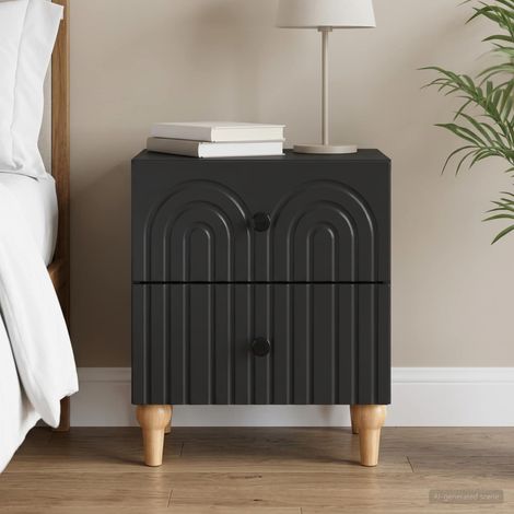 vidaXL Bedside Cabinet Black 43 x 34.5 x 48 cm Engineered Wood (1/5)