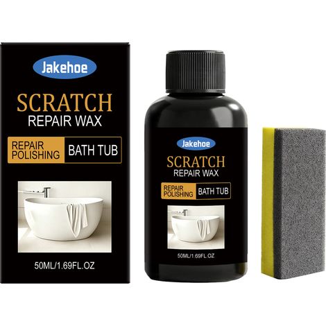 Cire réparatrice de rayures pour salle de bain JAKEHOE - Polit et lisse les rayures superficielles sur la surface de la baignoire, pour une brillance uniforme et une finition impeccable. 50 ml x 1 épo (1/5)