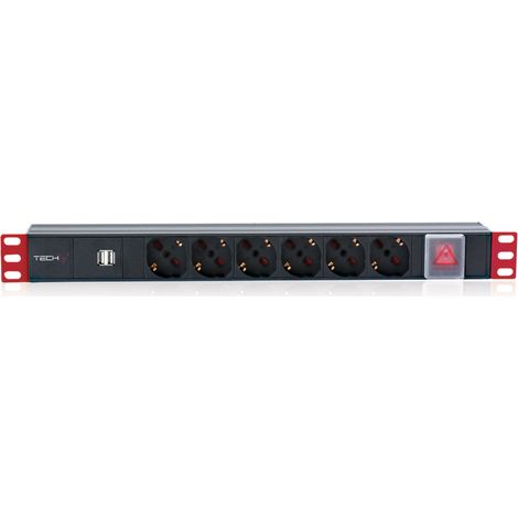 Techly Professional Multipresa per rack 19'' 6 posti con interruttore e 2 prese USB 1 U (1/5)