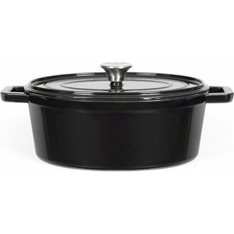 Livoo Ovaler Gusseisen-Topf Schwarz 4,5 L (1/3)