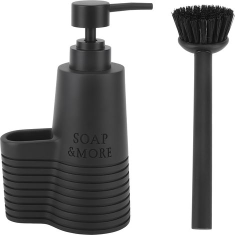 Distributeur de liquide vaisselle en acier inoxydable avec brosse de nettoyage pour la cuisine (1/5)