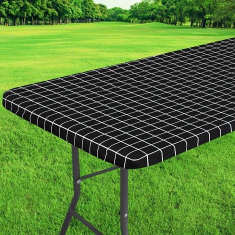 Elastische Tischdecke rechteckig, wetterfest, für Garten & Outdoor, 183x76 cm, Schwarz