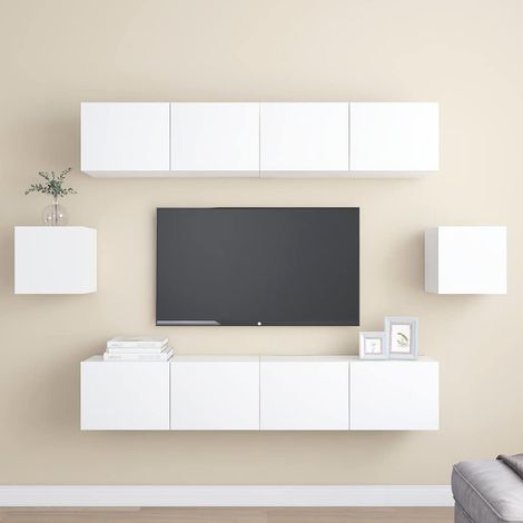 vidaXL Set de muebles de salón TV 6 piezas madera de ingeniería blanco (1/5)