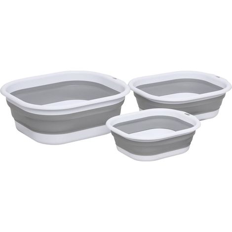 Lot de 3 bassines retractable grises 3+5+10l - 5five (1/4)