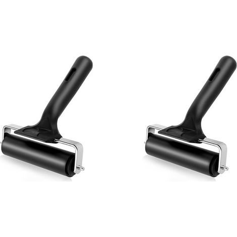 Adecuado para dos rodillos de goma finos, rodillos para manualidades, rodillo de goma negro de 3,74 pulgadas, adecuado para manualidades, impresión, entintado, etc.