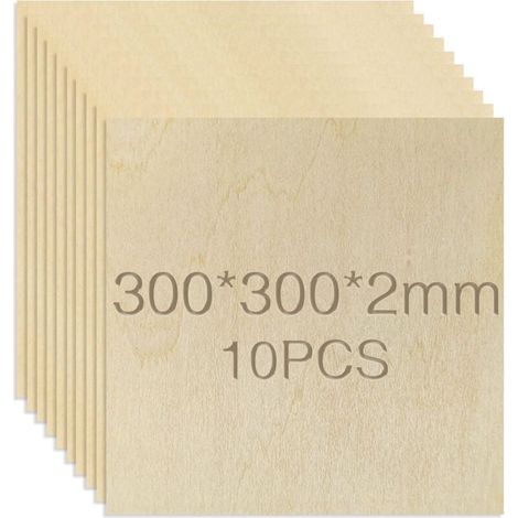Ineasicer Contreplaqué, 10pcs 300 X 300 X 2mm, DIY Fait Main, Pyrogravure, Planche de Bois Modèle Avion, Plaque Bois (1/4)