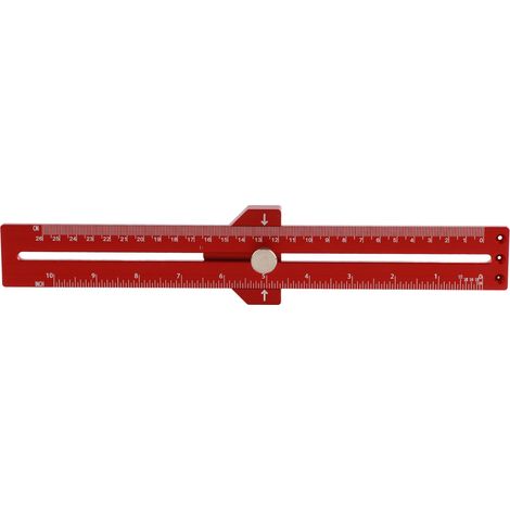 Règle de traçage de type T en alliage d'aluminium rouge avec outil de marquage du bois à échelle précise