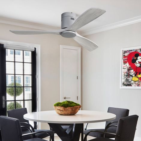 Ventilateur de plafond 132 cm avec télécommande, fonction de minuterie, 6 vitesses de vent, pales de ventilateur en bois (sans lumière) (1/5)