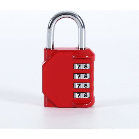 Cadenas à combinaison à 4 chiffres pour casiers de salle de sport, d'école, d'extérieur et de personnel, rouge (1/5)