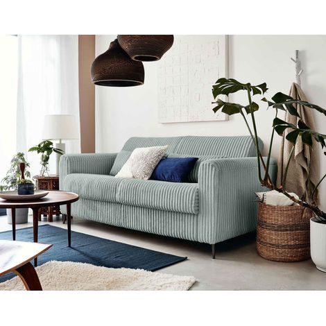 Owen - canapé 3 places convertible - couchage quotidien - matelas 12 cm - en velours côtelé grosses côtes