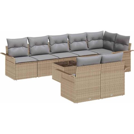 Maison Exclusive - Set Divano da Giardino con archiviazione 9 pcs Beige polyrattan