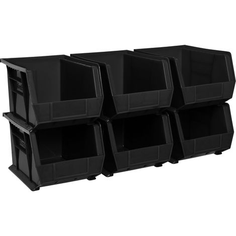 empilage de rangement en plastique à suspendre Poubelle, 27,9 cm par 20,3 cm par 17,8 cm, Noir, étui de 6 (1/5)