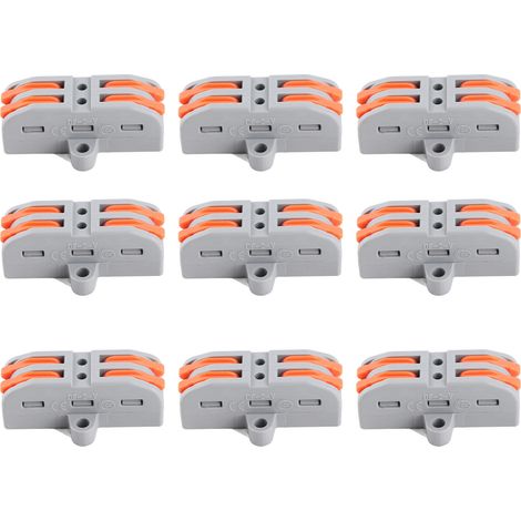 Lot de 20 connecteurs à levier 223-2P pour raccordement fil rapide compact, bornier à connexion push-in ABS cuivre (1/5)