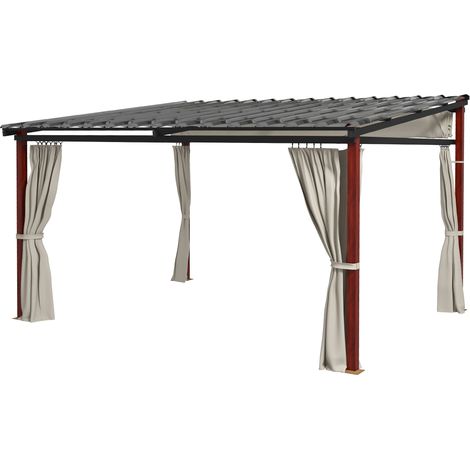 Outsunny Pergola con Tende Laterali e Tetto Retrattile in PC Bianco Crema