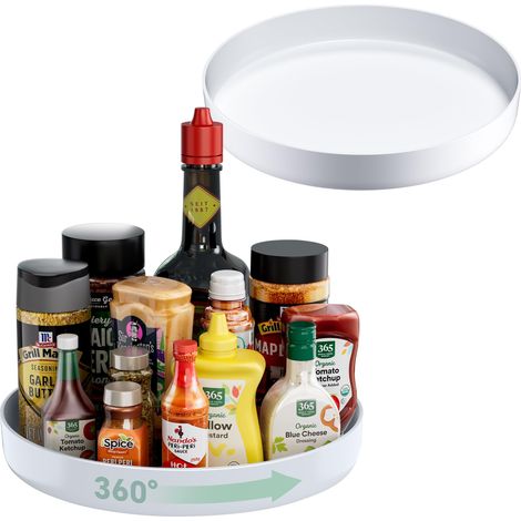 Plateau tournant pour réfrigérateur - 30 cm - Organisateur de plateau rotatif à 360° - Étagère à épices rotative - Facile à nettoyer - Pour cuisine, garde-manger, armoire et coiffeuse (1/5)