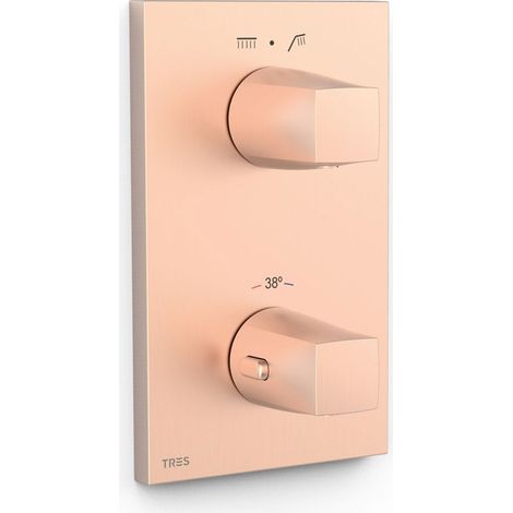 TRES 21125001OPM THERM-BOX Pieza Vista Para Caja Empotrada De 2 Vías Therm-Box Oro Rosa Mate - ref: 21125001OPM