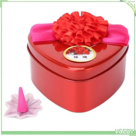 Cône d'encens - FAFEICY - Rose rouge - Matières végétales - Brûle 15 min - Coffret avec plateau (1/5)