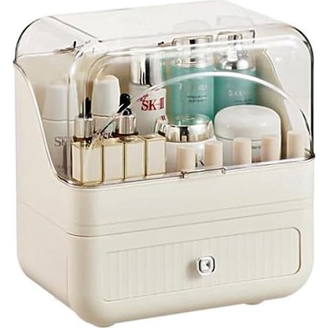 Kosmetik Organizer und staubdichte Aufbewahrungsboxen mit Schubladen, Kosmetik Organizer für Kommode, Badezimmer, Schlafzimmer, Weiß (1/5)