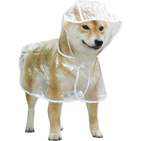 Hund Regenmantel, Transparenter Haustier Regenmantel Umfassender Schutz Haustier Regen Mantel Biss Resistent Haustier Regen Poncho für Golden Retriever Samoyed Schnauzer (White)