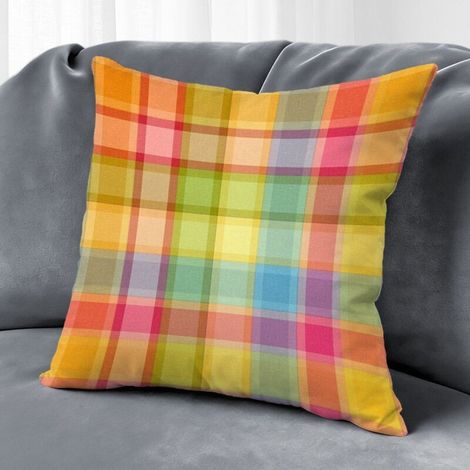 Housse de coussin imprimé carreaux rustique,décoration canapé,40×40cm (1/5)