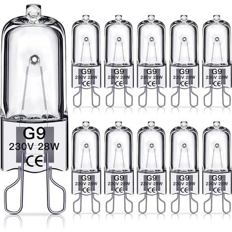 AUTRUCKER 10 ampoules halogènes transparentes G9 basse tension, ampoules à deux broches à intensité variable, adaptées aux fours, 230 V, 28 W. (1/5)