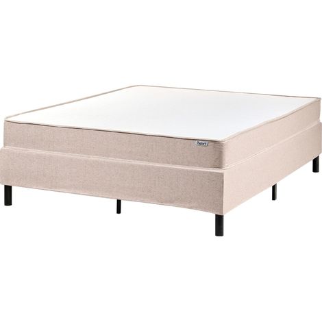 Letto matrimoniale con rete in tessuto 140 x 200 cm con materasso a molle insacchettate senza testiera beige Countess