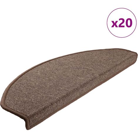 Felpudos para escaleras 20 unidades 65x24x4 cm Marrón Café Semicircular Grande vidaXL