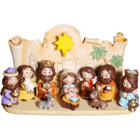 10 Figurines crèche Noël Jésus - en résine - Crèche Noël - Crèche Noël - Décoration crèche - pour Enfants - Bureau - Église - École - Décoration Noël