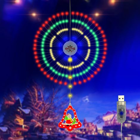 Guirlande lumineuse de noël en forme de feu d'artifice, pendentif décoratif étanche IP65, lumière colorée, 8 Modes d'éclairage (1/5)