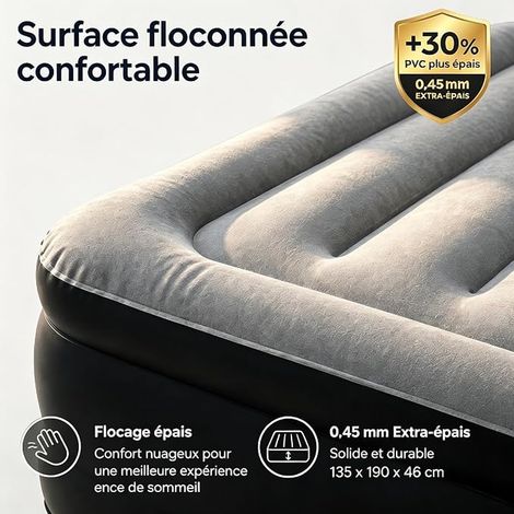 Double Air Mattress 190 x 135 x 46 cm, Double Air Mattress with Air Pump, Guest Bed for Camping, Travel, and Home