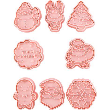 8 Pièces Emporte-Pièces de Noël 3D pour Biscuits DIY - Père Noël, Sapin, Moule à Pâtisserie et Outils de Décoration (1/5)