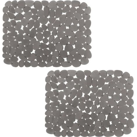 BelleRise - Tapis d'évier (pour éviers en acier inoxydable/céramique), deux ensembles de protections d'évier en PVC, 15,7 x 11,8 pouces, gris. (1/5)