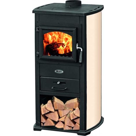Poêle à bois 7-8 kW – Longueur max de bûche 315 mm – Évacuation supérieure Ø 120 mm – Revêtement en acier et pierre réfractaire – Blist (1/2)