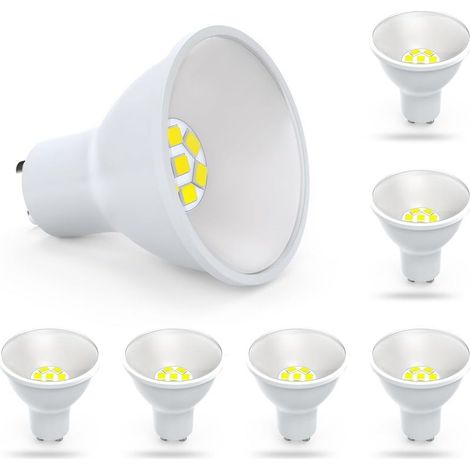 Ampoule LED GU10 Ampoule LED GU10 6 packs 5W Lampe LED GU10 Ampoule spot 5W, adaptée à l'éclairage sur rail d'éclairage encastré, 110V, 6000K blanc lumière du jour, non dimmable (1/5)