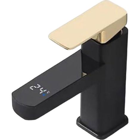 Mitigeur de lavabo, inox, noir, eau chaude/froide, pour lavabo (1/5)