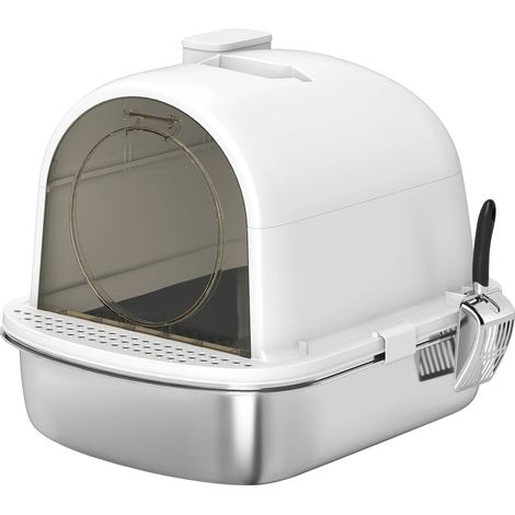 Katzenstreu Box, Edelstahl, Geruchsmanagement, WEISS (1/2)
