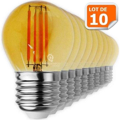 Pack de de 10 Lampe LEDs Led Filament , XU,forme G45 4 Watt (éq 42 watts) Culot E27, produit de haute qualité, longue durée de vie, économe en énergie, sans UV , satisfaction garantie - KZQ