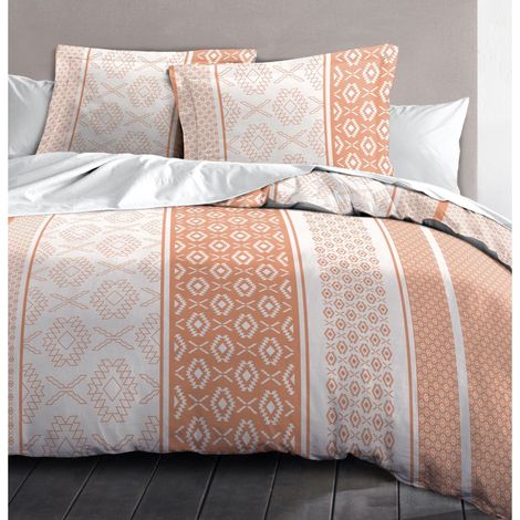 Parure de couette 3 pieces coton 57 fils 240x260 cm - ETHNORA (1/5)