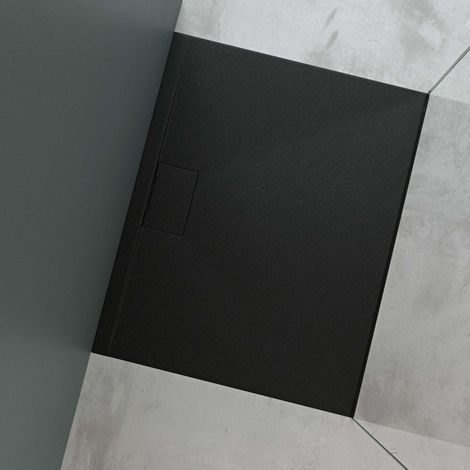 Mai & Mai Piatto Doccia 80x100 cm, Spessore 3cm, Piatto Doccia Rettangolare Ultrasottile in Resina Effetto Pietra, Antiscivolo Indistruttibile, per Box Doccia, Bianco, Geoma07 (1/4)